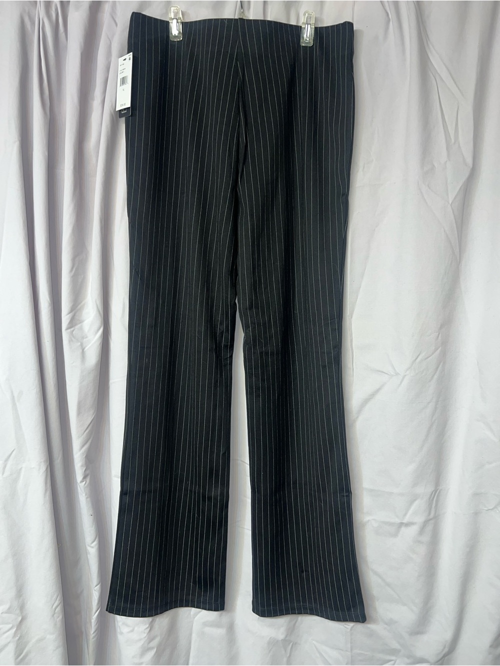 Pull On Black Pinstripe Dress Pants
